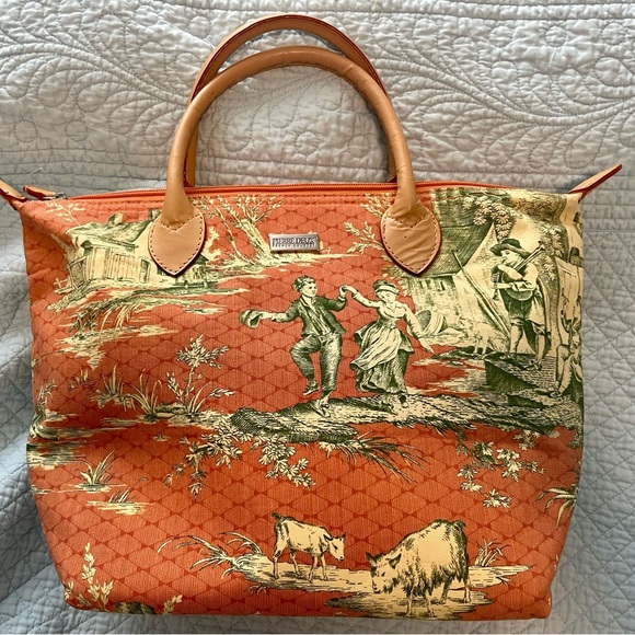 Pierre Deux Handbags - Dooney & Bourke Orange Scenic Toile Tote